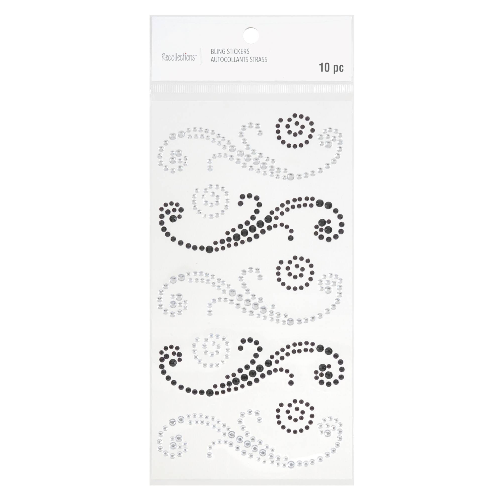Black & Silver Rhinestone Flourish Stickers by Recollections™